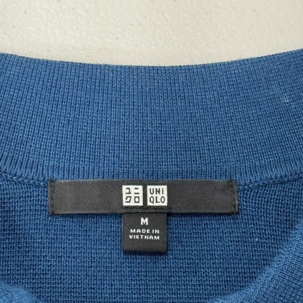 Uniqlo Washable Milano Ribbed Collared Jacket in Blue with Pockets Size M - Picture 6 of 11
